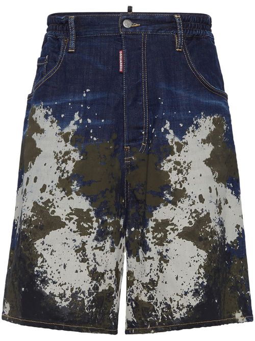 Stretch-cotton denim shorts - Blue