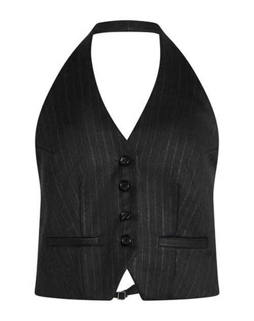Woman Tailored Vest Charcoal Size 2 Virgin Wool, Polyester, Viscose, Elastane