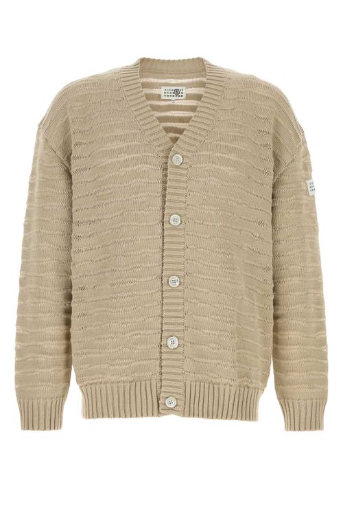 Cotton Knit Cardigan — Beige