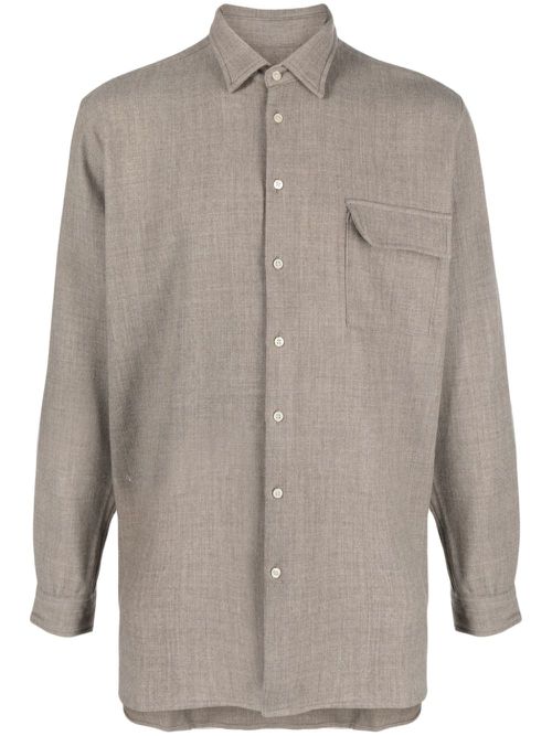 Flap-pocket button-up shirt - Neutrals
