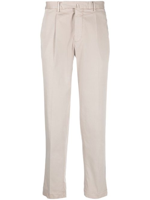 Stretch-cotton tapered trousers - Neutrals