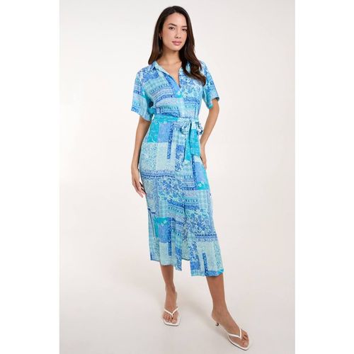 Blue Vanilla Women's Button Through Shirt Dress in Blue