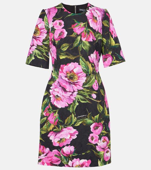 Floral cotton jacquard minidress