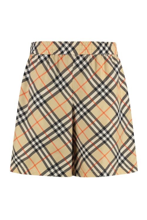 Beige Checks Shorts