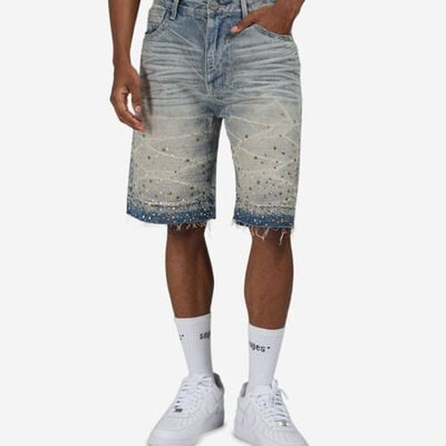 Men's Smiley Doodle Denim Short in Blue