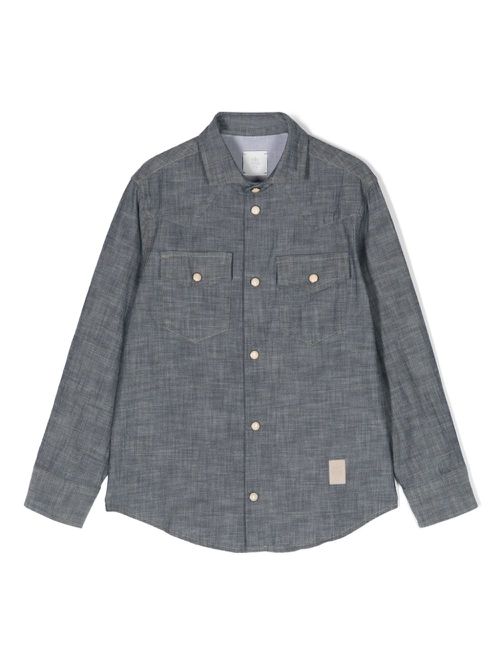 Chambray panelled shirt - Blue
