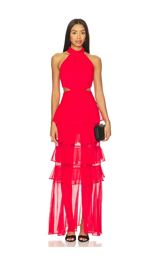 ELLIATT Lilja Halter Neck Maxi Dress in Red. XL. Also in S, XS, M