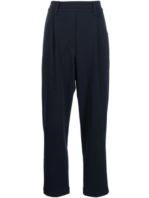 High-waisted straight-leg trousers - Blue