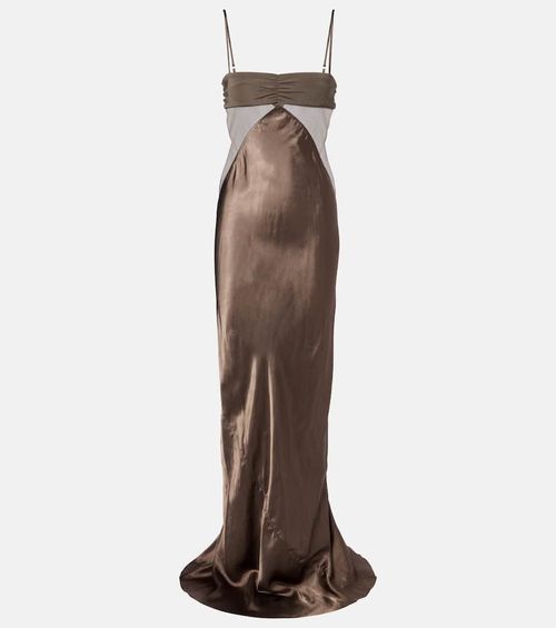 Combo silk-trimmed satin gown