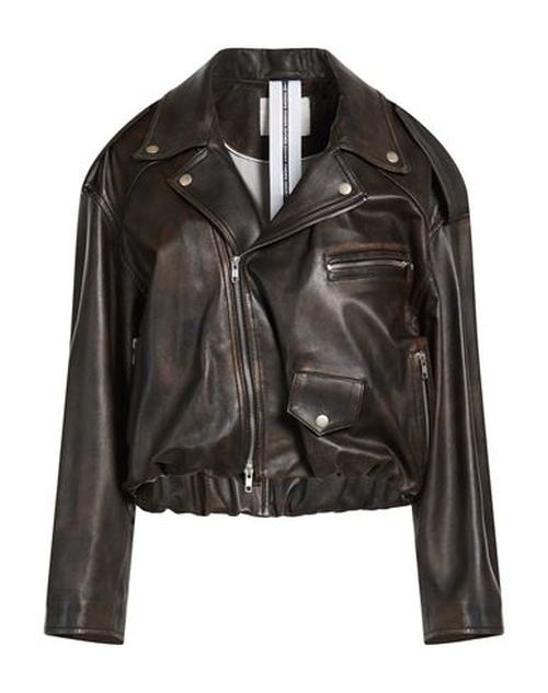 Woman Jacket Dark brown Size 4 Leather