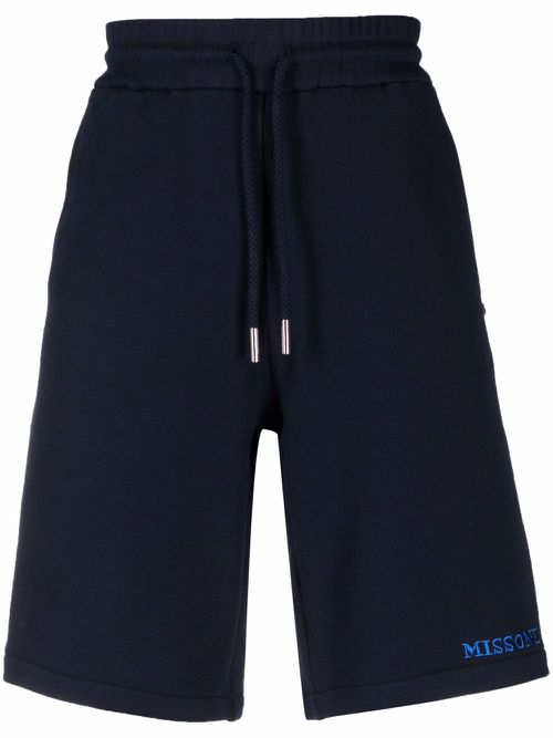 Patterned jacquard cotton shorts - Blue