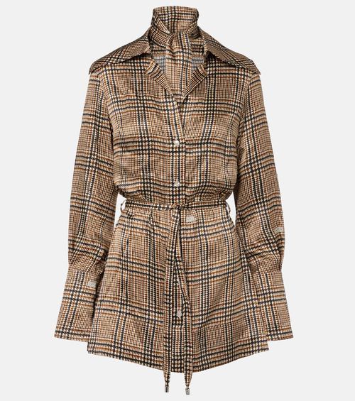 Prince of Wales check silk shirt dress
