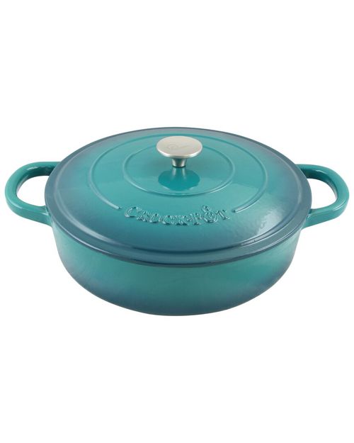 Crockpot Artisan Enameled Cast Iron 5qt Round Braiser Pan With Self Basting Lid