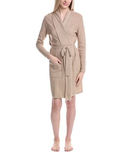 Sofiacashmere Herringbone Texture Cashmere& Wool-Blend Robe