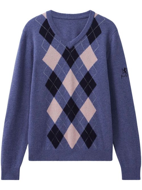 Argyle v-neck sweater - Blue