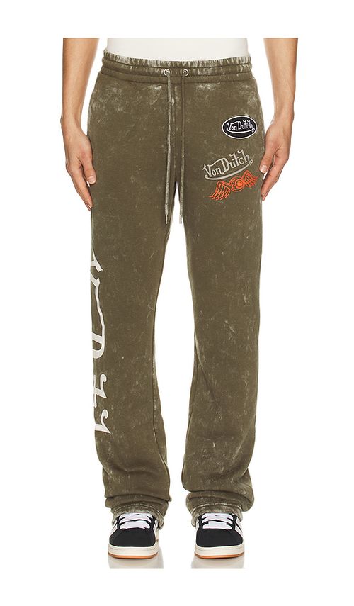 Von dutch stacked flare leg joggers en color verde L también en M, S, XL/1X