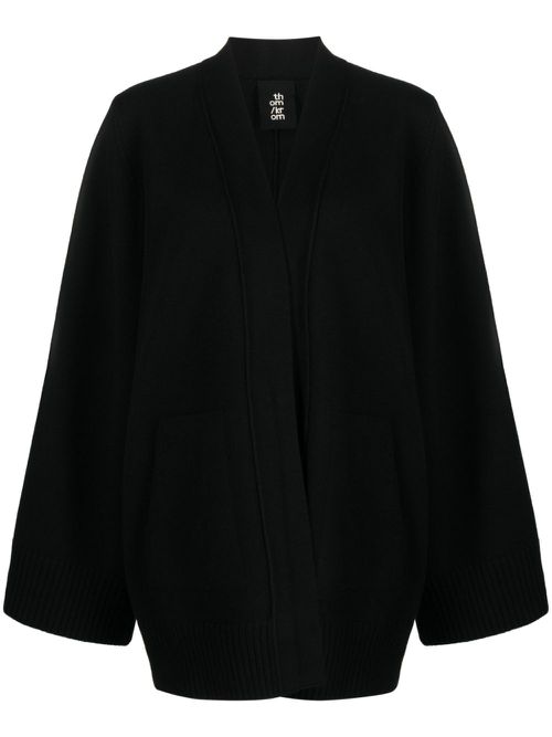 Open-front merino cardigan - Black