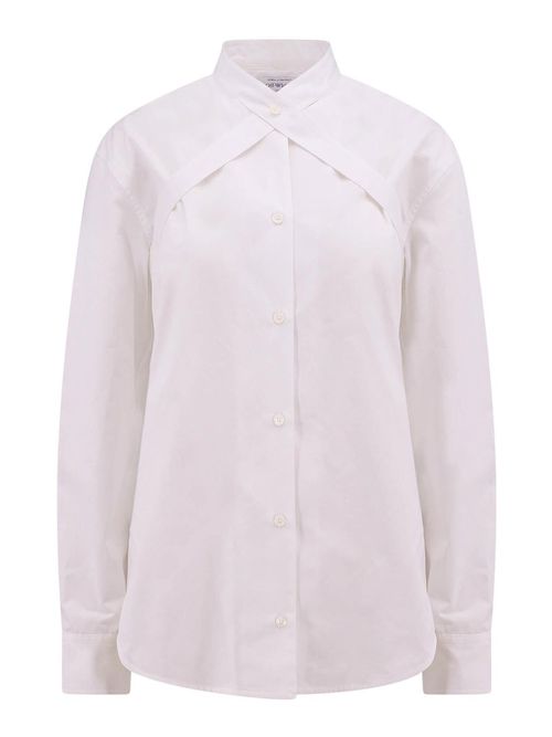 Cotton shirt with straps and metal buckle
