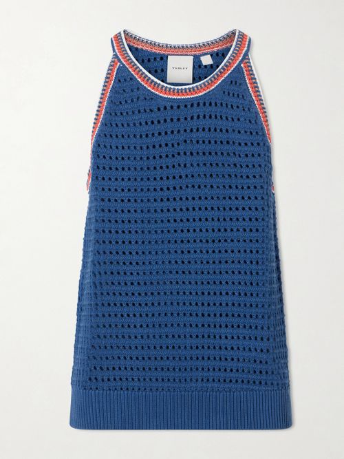 Aberg Crochet-knit Cotton Tank - Blue