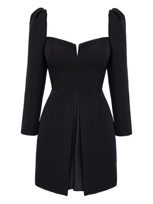POST MERIDIEM long-sleeve A-line mini dress - Black
