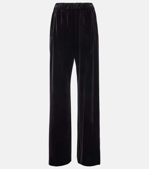High-rise velvet wide-leg pants