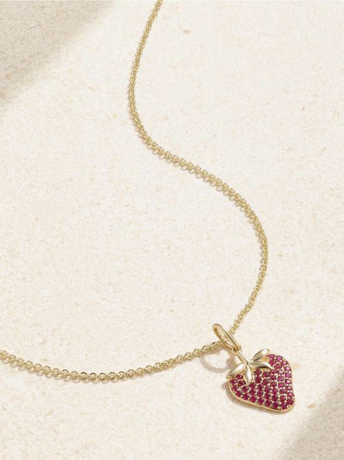 Strawberry 14-karat Gold Ruby Necklace - One size