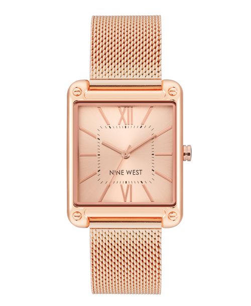 Women's Quartz Rectangular Rose Gold-Tone Stainless Steel Mesh Band Watch, 29mm - Rose Gold-Tone