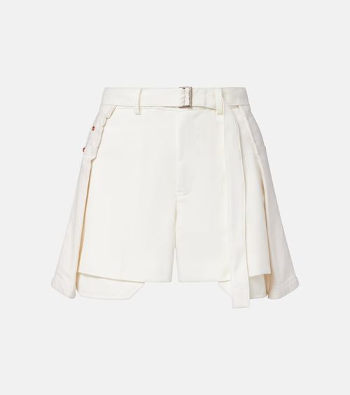 Paneled denim shorts