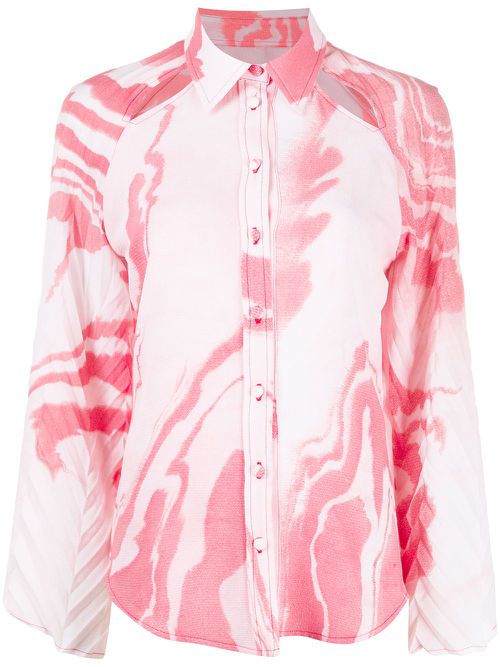 Cutout abstract-print shirt - Pink