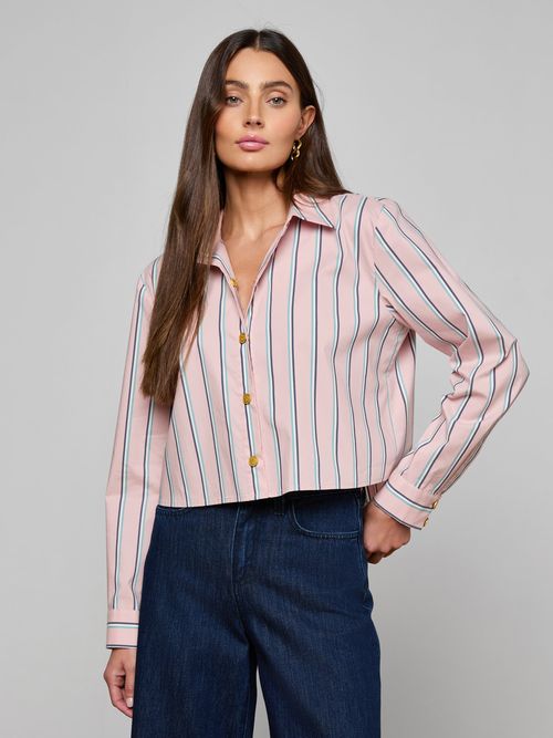 Cosette Shirt In Pale Rose Stripe