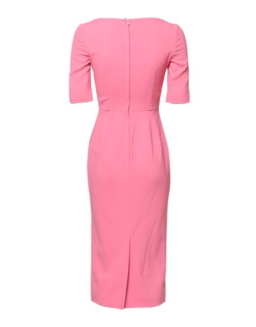 Viscose Sheath Midi Dress — Pink