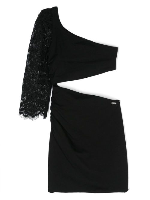 One-sleeve cut-out dress - Black