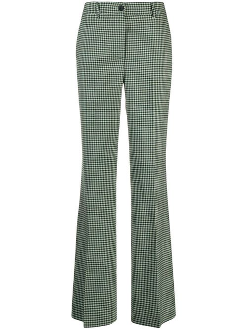 Lioned gingham flared trousers - Green