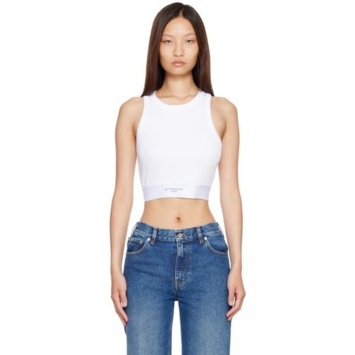 White Cropped Cotton Tank Top