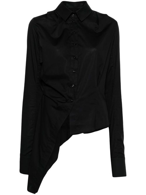Asymmetric poplin shirt - Black