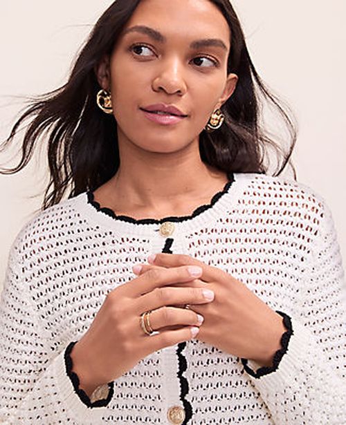 Ann Taylor Petite Scalloped Trim Cardigan