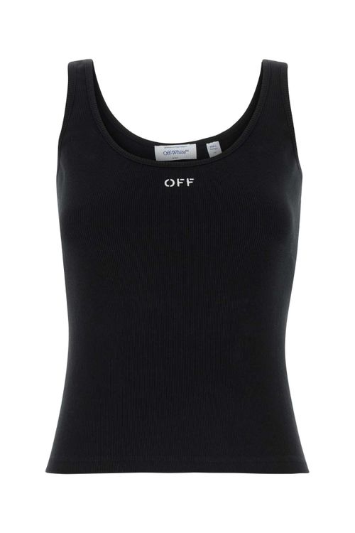 Ribbed Cotton-Elastane Tank Top — Black