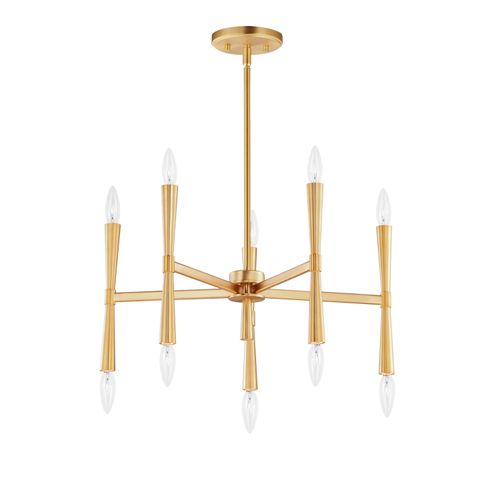 Satin Brass Chandelier from the Rome Collection