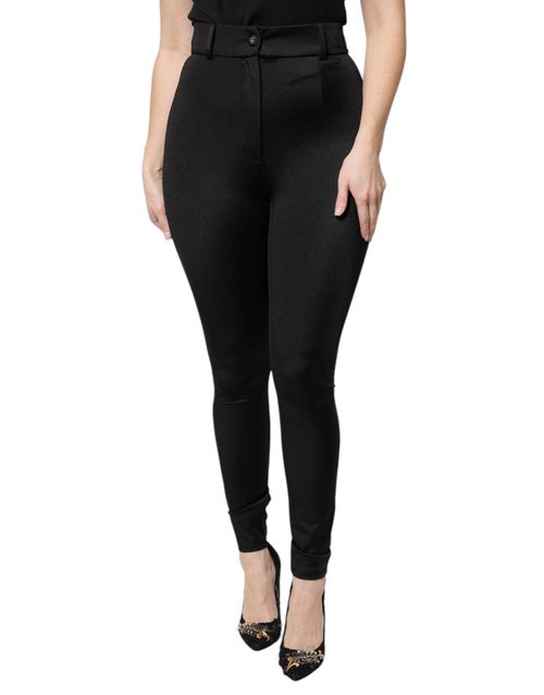High-Waist Nylon Trousers — Black