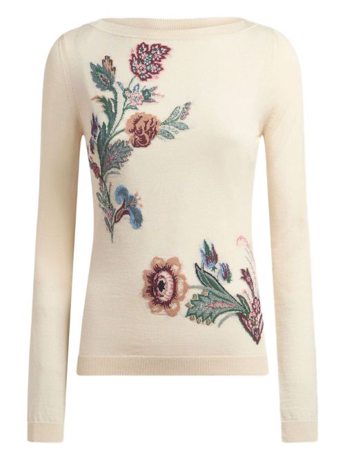 Floral-jacquard sweater - Neutrals
