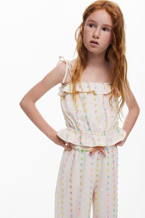 Pom-pom strap shirt