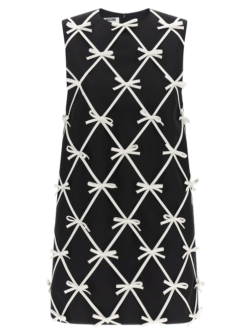 Bow-Embellished Virgin Wool Dress — Black