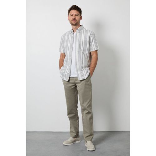 Maine Mens Khaki Cotton Linen Blend Chino Trousers - 42 Short