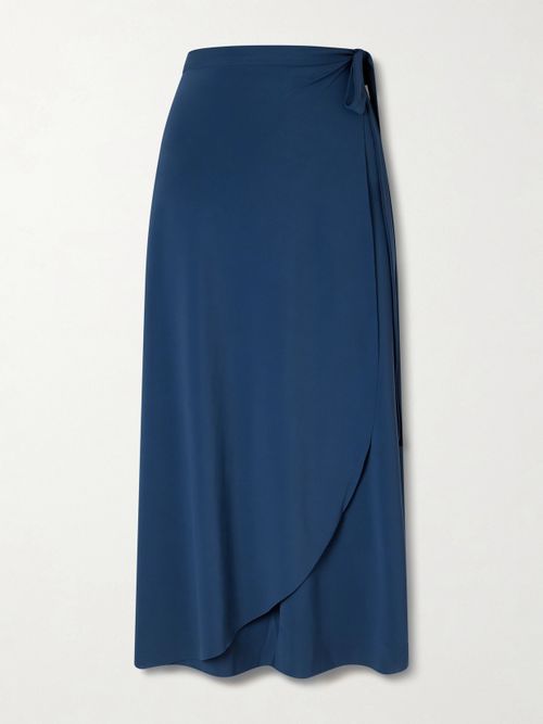 Julieta Stretch-jersey Wrap Midi Skirt - Navy