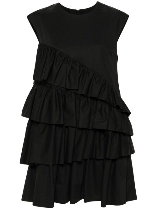 Ruffle-detailing cotton dress - Black