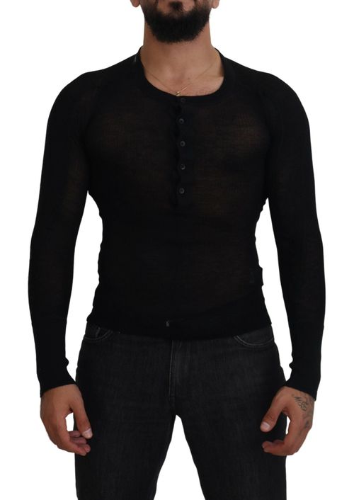 100% Cashmere Button Cardigan — Black