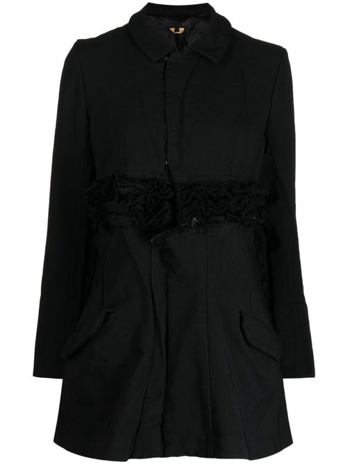 Ripped ruffled bomber jacket - 1 - Black