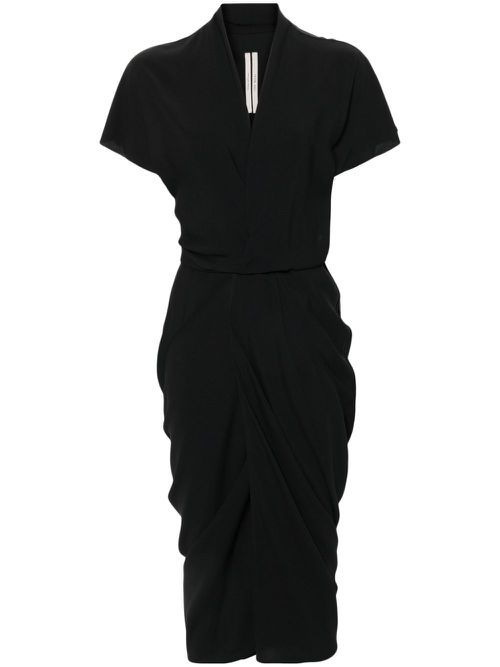 V-neck wrap midi dress - Black