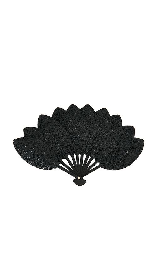 Eva Ventai Mini Palmette Glitter The Compact Fan in Black