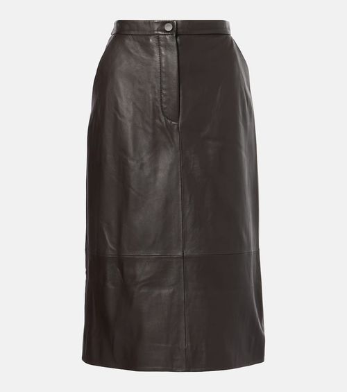 Leather midi skirt